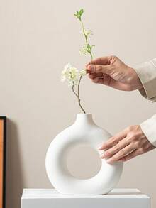 1个5.5英寸陶瓷甜甜圈花瓶，圆形花瓶，适合种植芦苇草，北欧现代装饰花瓶，陶瓷花瓶装饰品，适用于婚礼、卧室、客厅、咖啡桌、办公室、圣诞礼物等场合。（如果您对尺寸有疑问，请参考尺寸表并谨慎购买） - 彩色 - 查看 13