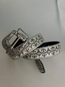 中世纪复古皮带，维京复古压花铆钉腰带，怀旧花卉朋克铆钉百搭腰带，适合各种场合秋季、秋季、万圣节 - 彩色 - 查看 8