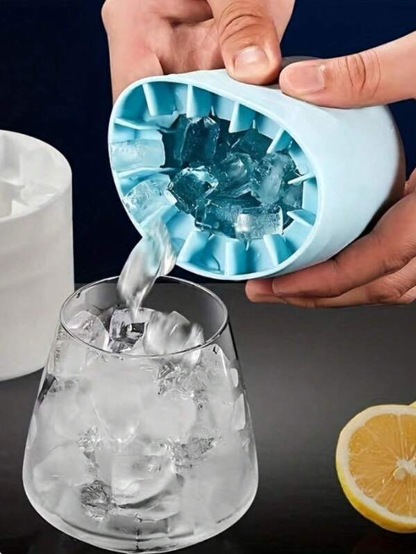 1pc Easy-To-Release Silicone Ice Tray Makes Perfectly Shaped Ice Cubes ,Holds Up To 40-60 Ice Cubes,Silicone Round Cylindrical Ice Cube Mold, Squeezable Ice-Making Cup, Includes Lid Silicone Ice Bucket, Easy-Release Round Cylinder Ice Cube Mold, Mini Ice Cube Tray