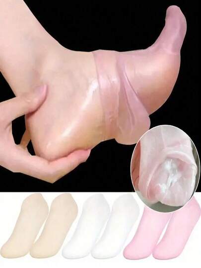 1 Pair High Elastic Moisture-Wicking Compression Socks, Reusable Aloe Vera Socks, Night SPA Socks, Non-Slip Gel Heel Socks, Unisex, Suitable For Dry Skin, Dry & Rough Feet, Home Foot Care, Can Be Used With Lotions And Creams, Gift For Mom, Girls, Various Combinations, Suitable For Massage And Moisturizing Gel Foot Care, Friend Gift, Women Gift