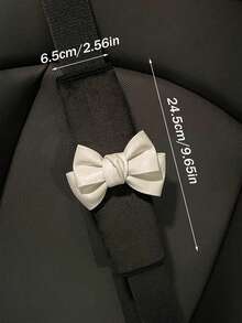 1pc/2pcs Car Shoulder Protection Cover With Bow Decoration Interior Seat Belt Cushion Shoulder Protection Cover - Black and White - View 4