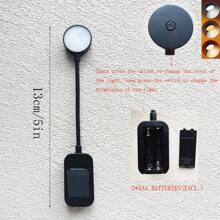 1pc 4-LED Black Clip-On Book Light, Rechargeable, Eyesight Protective Reading Lamp, 3 Color Temperatures, Dimmable, Mini Portable Clip-On Reading Light (Battery/Rechargeable)