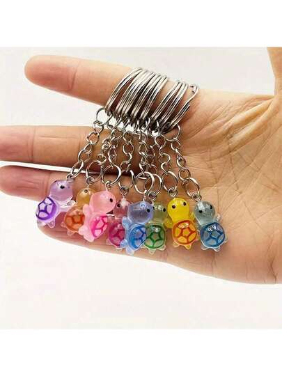 5/10/20pcs Night Light Multi Color Mini Turtle Keychain, Sparkling Turtle, Party Gifts, Small Turtle Resin Accessories, Suitable For DIY Accessories, Mobile Phone And Bag Pendants, Turtle Statue Accessories, Keychain Pendants ((Mixed Hair Of Multiple Colors)