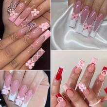 500PCS 3D Nail Decoration And Peace Bottom Pearl, A Variety Of Style Resin Bow Accessories Pink And White Star -Shaped Heart -Shaped Flat -Back Pearl Style Mixed, Used For Manual DIY Art Decoration - 彩色 - 查看 6