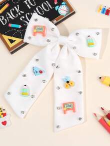 1pc Women Back To School Season White/Blue/Yellow Bow Hair Clip With Long Tails Rhinestone Stationery Accessories Decor Solid Color Hair Clips Alligator Clip Teacher Gift Hair Accessory Fashion Hair Accessory, Claw Clips, Hair Claws, Clips For Hair, Hair Slide, Hair Barrettes, School Stuff, Hair Accessories, Party, Head Accessories, Hairpin - Multicolor - View 13
