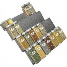 Organizador de cajones de especias de acero de calibre pesado de 4 niveles, bandeja de inserción de cajones para tarros, hierbas y condimentos, almacenamiento de clóset de cocina - Bandeja para especias de 13-1/4" - Grande - Ver 12