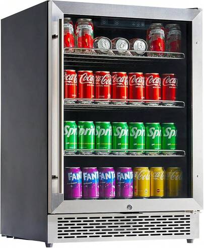 24-Inch Dual Zone Wine & Beer Fridge, Built-In Or Freestanding Beverage Refrigerator With Adjustable Shelves And Glass Door, Holds 20 Bottles & 207 Cans, 34–68℉ For Kitchen Bar Office
