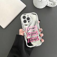 Funda para teléfono 1 pieza Diseño de TPU Teléfono ondulado galvanizado, evita el desgaste, transpirable, resistente al calor y al polvo, adecuado 11, 12, 13, 14, 15, 16 Plus Pro Promax XSMAX X/ XS - Plateado - Ver 3