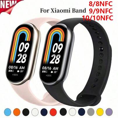 Correa compatible con Xiaomi Mi Band 10/9/8 Pulsera de repuesto de silicona con liberación rápida para Mi Band 8 Pulsera Mi Band 10/9/8 NFC Accesorios de reloj inteligente