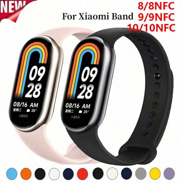 Strap Compatible With Xiaomi Mi Band 10/9/8 Silicone Replacement Wristband Quick Release Miband 8 Bracelet Mi Band 10/9/8 NFC Smart Watch Accessories
