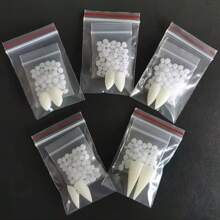 树脂吸血鬼牙齿道具，DIY牙齿带粘合剂，吸血鬼角色扮演派对配件 - 白色 - 查看 10