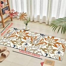 1 pieza, Decoración para el hogar, Alfombra, felpudo o tapete de cerámica de diatomita con patrón floral vintage impreso, antideslizante, rectangular con impresión 3D, apto para sala de estar, dormitorio, pasillo, baño, lavandería - Alfombras de poliéster, aptas para decoración de interiores y exteriores del hogar
