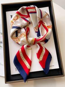 1pc Women's Fashion Printed Scarfs, Elegant Small Square Neck Scarf, Made Of Imitated Silk Fabric Bandana,Versatile As Neckerchief,Wristband,Pocket Square,Hair Band,Head Band Ideal For Dressing Up Your Look - Multicolor - View 4