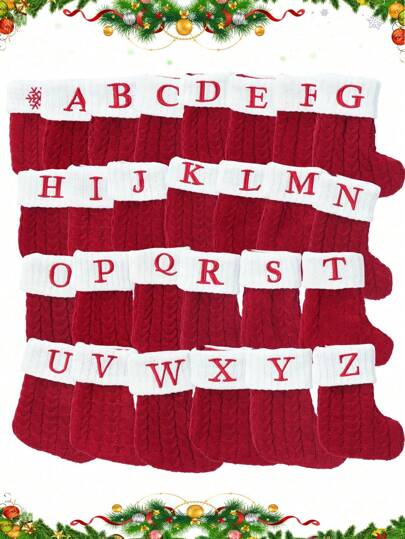 1 Stück 10 Zoll rote gestrickte Weihnachtsstrumpf, Weihnachten englische Buchstaben Schneeflocke hängende Strümpfe, für Weihnachtsparty Dekoration 2026 Neujahrsparty Bevorzugungen Artikel, Weihnachtszimmer Dekoration, personalisierter Initialen Weihnachtsstrumpf, Feiertag Weihnachten Zuhause Raumdekoration, Weihnachtsbaum Schmuck, Weihnachtsabend Überraschungsgeschenke Paket Weihnachtskostüme, Weihnachtsgeschenk Partyartikel