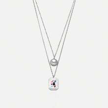New Fashionable Minimalist Versatile Delicate Luxury Faux Pearl Double Layer Stainless Steel Women Pendant Necklace, Suitable For Daily Wear And Gift, Fade-Resistant And Non-Allergic