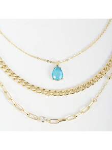 1pc European & American Retro Bohemian Style Simple Pendant Necklace With Metal Hoop & Water Drop Charm NightOut Unleash Your Style-Girls' Night Out, Bold And Dazzling SeasideVibes Get Into Beach Mode And Unwind