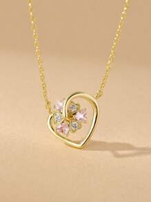 1 pieza Collar con colgante de corazón versátil y giratorio de aleación de cobre, regalo para la novia