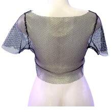 Crop Top de Red metalizada Juvenil baile Transparente Neus  Colorblock  Brillo - Dorado - Ver 3