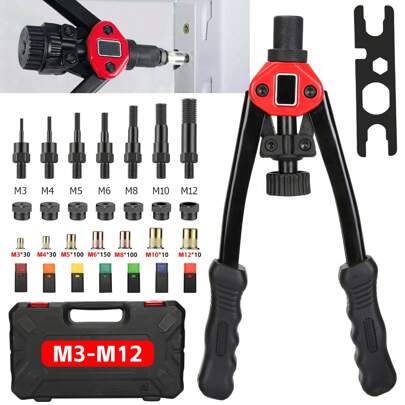 430PCS Rivet Nut Nutsert Tool Rivnut Rivets Riveter Gun M3 - M12 Riveting Kit