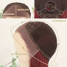 Purple Color Lace Front Wigs Pre Plucked Hairline Long Straight Wigs For Fashion Women Girls Party Daily Wear Glueless Dark Purple Lace Front Synthetic Wigs 13x4 Free Part Heat Resistant Fiber Hair 28 Inch 180% Density - 酒紅色 - 查看 9