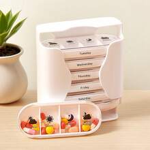 1pc 7-Day Pill Organizer (4 Compartments) - Portable Elderly Medication Box With AM/PM Labels, Made Of ABS Material, Elderly-Friendly Design, Suitable For Vitamins, Supplements And Medications, Well-Organized Weekly Layout - White - View 2