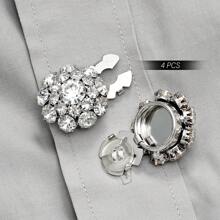 1/2/4 件 23 毫米女士水钻纽扣套、水晶纽扣套、可拆卸夹式纽扣套、服装用水晶花式纽扣、带钳子的纽扣按扣（适用于礼服衬衫配件）、铅色
