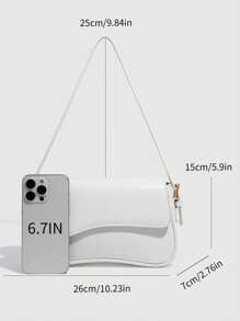 1 件勃艮第简约纯色女士单肩包、翻盖单肩包、法棍包、手提包、腋下包、方包、PU 皮革纹理包、漆皮鳄鱼纹 PU 时尚多功能优雅性感适合手提、单肩、工作、商务、通勤、户外、旅行、包包尺寸：27 * 15 * 6 厘米