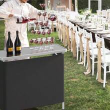 Portable Bar Table, 3-Tier Shelves, Mobile Bar Table For Events, Party, Camping, Picnic, Tradeshow, Indoor With Black Skirt, 39 "L X 34" H - màu đen - Xem 2