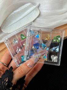 亚克力水晶展示盒美甲首饰配件收纳盒，便携式翻盖收纳盒（不含水晶）