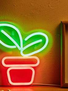 1pc LED Backboard Neon Sign Light, Plant 5V USB Power Supply, With On-Line Switch - Pink+Green - View 4