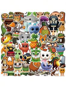 55张抽象动物贴纸 Tung Tung Sahur 意大利 Brainrot 动物卡通贴花 DIY 行李箱手机杯子吉他礼物 - 彩色 - 查看 3