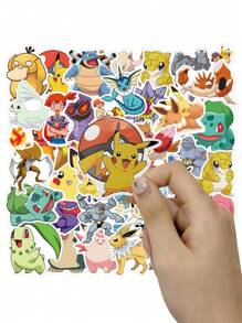 pokemon 50pcs Pokemon Cartoon Graffiti Stickers, Decorative Stickers For Scrapbooking, Gifts, Student Handmade Materials, Waterproof Stickers For Car, Luggage, Cup, Stationery