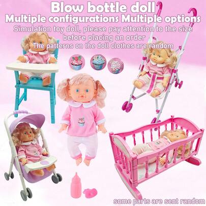 26 cm realistyczna lalka-niemowlak, może pić wodę i oddawać mocz, interaktywny zestaw do zabawy dla małych dzieci i dzieci, składana zabawka do wózka, zabawka-powóz księżniczki, lalka z akcesoriami