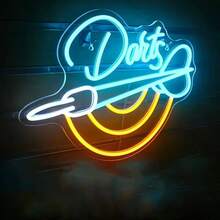 1pc Darts Poles Lead To Signs Darts Targets Neon Wall Signs, Games Get Neon Game Room Signs Home Bar Beer Bar Club Man Cave Party Decorations, Big Aesthetic Light Bar, Neon Nightlights, Game Room Lighting, Living Room Decor