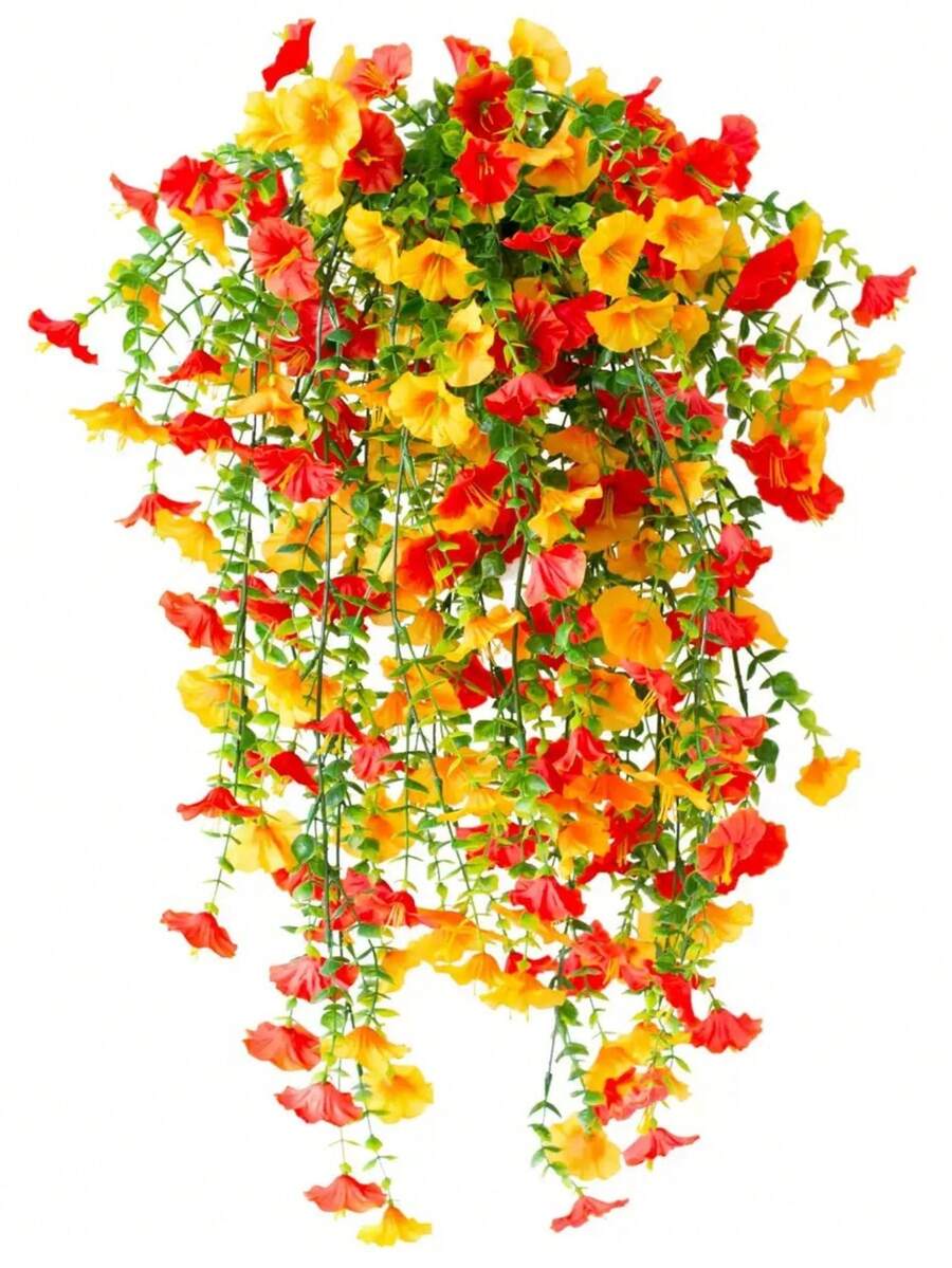 5/2/1 件人造花 29.52 英寸假牵牛花壁挂秋季人造花仿真户外植物，秋季派对装饰，适用于门廊墙壁露台户外花园装饰，感恩节万圣节礼物