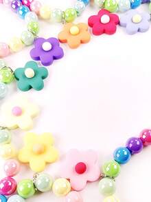1 件可调节弹力宠物项链，带彩色花卉吊坠 - 鲜艳的糖果色宠物珠 - 时尚配饰、宠物项圈 - 送给宠物爱好者的完美礼物 - 耐用的设计 - 粉色 - 查看 4