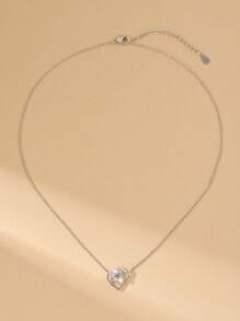 1 pieza Collar con colgante de corazón versátil y giratorio de aleación de cobre, regalo para la novia