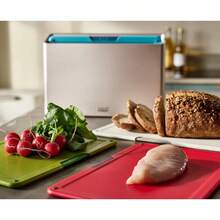 Joseph Joseph Folio Icon 4piece Nonslip Colourcoded Chopping Board Set With Storage Case Large Multicolor