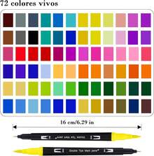 Plumones Doble Punta Pincel De 72 Colores, Plumones Para Colorear No Tóxicos, Ideales Para Niños Y Adultos, Marcadores Como Regalo Para Colorear Libros, Caligrafía, Lettering Y Cómics (negro, 72) - Negro - Ver 3