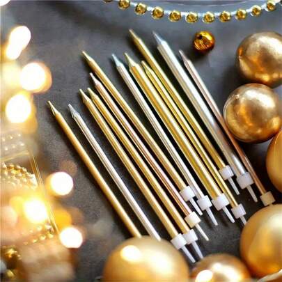 6/18pcs Happy Birthday Cake Pencil Candle ,Spiral Candle Birthday Baking Cake Decoration Straight Pencil Candle Dessert Table Decoration Plug-In