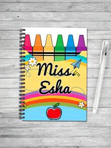 个性化返校笔记本，可定制姓名的笔记本，儿童学校笔记本日记本，学生用品，返校季学生礼物，尺寸 14.3x20.7cm，用于学校用品，返校