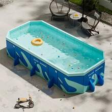 1pc Foldable Rectangular Swimming Pool, Large Non-Inflatable Swimming Pool, Family Mobile Water Park, Available In Multiple Sizes, Suitable For Whole Family, Summer Yard Water Entertainment, Party Pool, Foldable And Easy To Store, Multi-Component Design, Suitable For Yard And Backyard Entertainment, Can Be Used All Year Round.