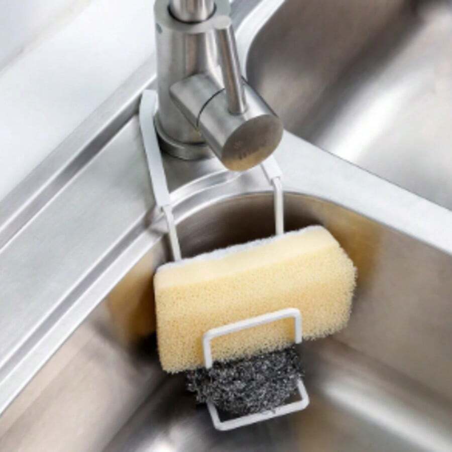 Durable Sink Caddy Sink Sponge Holder Small Kitchen Bathroom Metal Organizer Liquid Dish Drainer Faucet Rack Shower Convenient