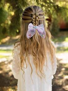 4 piezas Moños de cabello con purpurina y hojas doradas en miniatura de colores brillantes para el cumpleaños de niñas, accesorios para el cabello para niñas, niñas pequeñas y adolescentes para fiestas