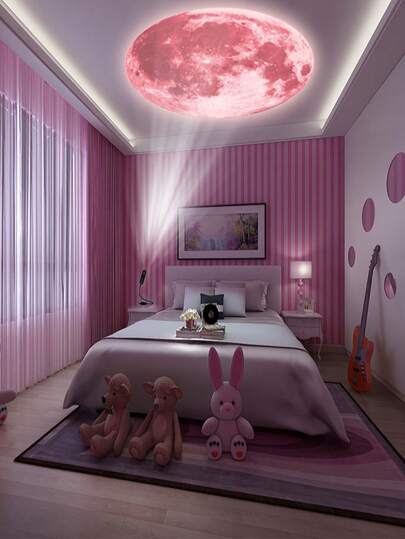 1 Multi-Color Moon Projection Lamp, 360° Rotatable Ambient Moon Lamp, USB Night Light, Portable LED Projector, Suitable For Home Bedside, Bedroom And Living Room, Gifts, Room Decoration, Photo Background, Wall And Ceiling Decoration, Perfect Gift For Ramadan