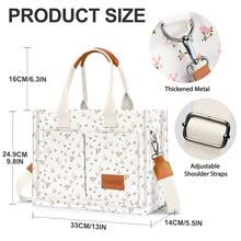 Canvas Tote Bag For Women With Pockets Crossbody Bag Tote Shoulder Handbags Casual Work Bags Everything Tote Bag - 小粉花 - 查看 2
