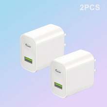 1/2/3/4 件装 USB-C 墙充，双端口 PD 快充 Type-C 充电器插头适配器，适用于多人充电、多设备充电、家庭充电需求以及办公桌面充电，家用办公手机充电器，多端口高输出功率