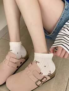 4/5/8 双女式季节性百搭竖条纹蝴蝶结踝袜 - 彩色 - 查看 2