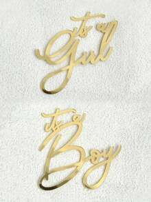 1个/2个亚克力女宝宝出生蛋糕装饰摆件，婴儿派对装饰品，性别揭晓“是女孩”蛋糕装饰，时尚青少年派对和生日派对亚克力蛋糕插牌 - 非常适合甜点桌装饰，蛋糕插牌装饰 - 金色 - 查看 1