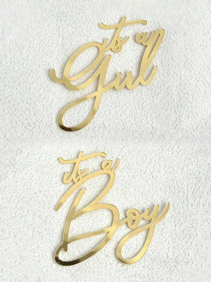 1个/2个亚克力女宝宝出生蛋糕装饰摆件，婴儿派对装饰品，性别揭晓“是女孩”蛋糕装饰，时尚青少年派对和生日派对亚克力蛋糕插牌 - 非常适合甜点桌装饰，蛋糕插牌装饰 - 金色 - 查看 1